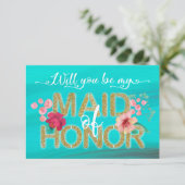 熱帯海金ゴールド私のメイド・オブ・オーナー（花嫁付き添い人） 招待状 (スタンド正面)