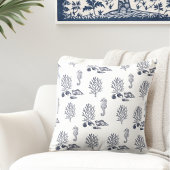 熱帯海馬コーラルシェルネイビーブルーホワイト クッション