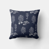 熱帯海馬シェルネイビーブルーホワイト クッション (裏面)