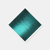 熱帯深いグリーンミニマルティール（緑がかった色）メタリック結婚ズ スタンダードカクテルナプキン (角)