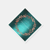 熱帯深いグリーン金ゴールドピンクブラシティール（緑がかった色）結婚ズ スタンダードカクテルナプキン (角)