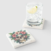 熱帯減衰：開花とボーン ストーンコースター (横)