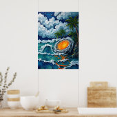 熱帯渦ビーチファンタジーアートワーク ポスター (キッチン)