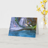 熱帯滝のノートまたは挨拶状 カード (黄色い花)