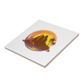 熱帯火山の風景とヤシの木が入ったバッジ タイル (側面)