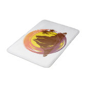 熱帯火山の風景とヤシの木が入ったバッジ バスマット (アングル)