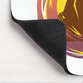 熱帯火山の風景とヤシの木が入ったバッジ マウスパッド (コーナー)