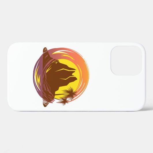 熱帯火山の風景とヤシの木が入ったバッジ Case-Mate iPhoneケース (裏面 (横))