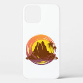 熱帯火山の風景とヤシの木が入ったバッジ Case-Mate iPhoneケース (裏面)