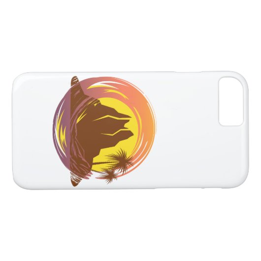 熱帯火山の風景とヤシの木が入ったバッジ Case-Mate iPhoneケース (裏面(横))