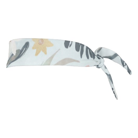 熱帯灰色金ゴールド茎葉花パターン タイヘッドバンド (回転90)