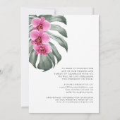 熱帯熱ピンクの蘭のバーチャル結婚の 招待状 (裏面)