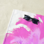 熱帯熱波ネオンハワイアンヤシの木 – 白 ビーチタオル (インサイチュ)