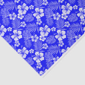 熱帯王室の白ハイビスカスの花を持つ青 薄葉紙 (詳細)