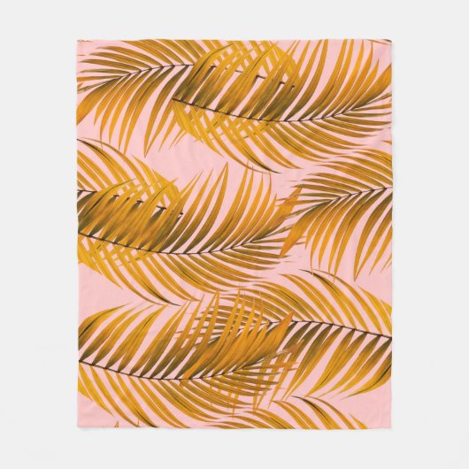 熱帯現実的葉なパターントレンディーファッションC フリースブランケット (正面)