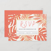 熱帯生物サンゴと金ゴールド離れのウェディングRSVP 出欠カード (正面/裏面)