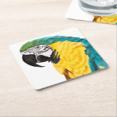 熱帯産オウム スクエアペーパーコースター (アングル)