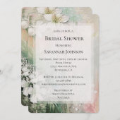 熱帯白い花ブライダルシャワー 招待状 (正面/裏面)