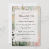 熱帯白い花ブライダルシャワー 招待状 (正面)