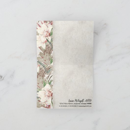 熱帯白エレガント色フローラ緑に感謝 サンキューカード (内部)