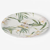 熱帯白オーキッドフラワーズブライダルシャワー ペーパープレート (アングル)