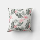 熱帯白ピンクの灰色のヤシ葉の木のモダン クッション (裏面)