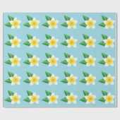 熱帯白フランギパニプルメリア花オンブルー ラッピングペーパー (フラット)