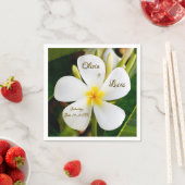 熱帯白プルメリア – 新しい始結婚まり スタンダードカクテルナプキン (インサイチュ)