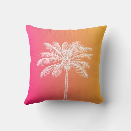 熱帯白ヤシの木の夕日 クッション (裏面)