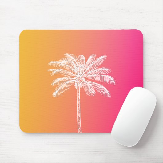 熱帯白ヤシの木の夕日 マウスパッド (マウス)
