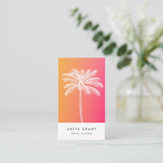 熱帯白ヤシの木の夕日 名刺 (スタンド正面)