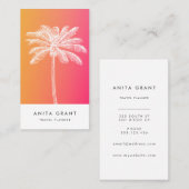 熱帯白ヤシの木の夕日 名刺 (正面/裏面)