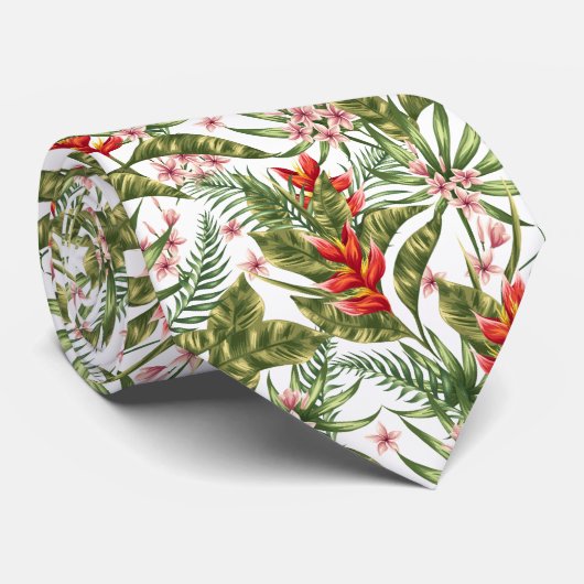 熱帯白花模様 ネクタイ (ロール)