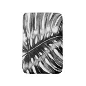 熱帯白黒monsteraのシュロの葉 バスマット (正面縦)