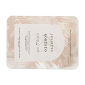 熱帯白/金ゴールドのヤシの葉の夏結婚の写真 マグネット (横)