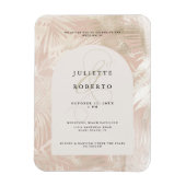 熱帯白/金ゴールドのヤシの葉の夏結婚の写真 マグネット (縦)