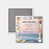 熱帯砂のビーチと貝殻が日付を保存 マグネット (正面/裏面)