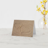 熱帯砂ハート折り返しグリーティングカード カード (黄色い花)