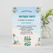 熱帯砂ビーチボトル夏誕生日 招待状 (スタンド正面)