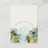 熱帯砂ビーチヤシ結婚の木の願い井戸 エンクロージャーカード (裏面)