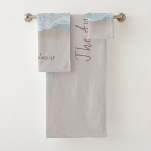 熱帯砂ビーチ海の晴れた波モダン バスタオルセット (インサイチュ)