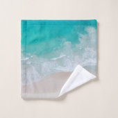 熱帯砂ビーチ海の晴れた波モダン バスタオルセット (ウォッシュタオル)