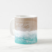 熱帯砂ビーチ海サニーウェーブビーチハウス コーヒーマグカップ (正面左)
