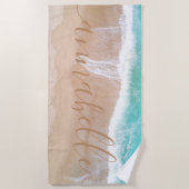 熱帯砂ビーチ海パーソナライズされた法 ビーチタオル (正面)