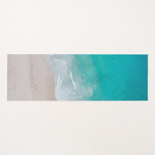 熱帯砂ビーチ海パーソナライズされた瞑想 ヨガマット (正面(横))