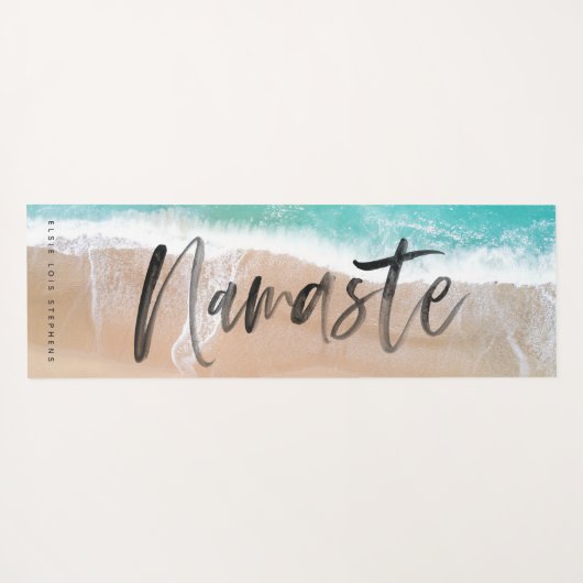 熱帯砂ビーチ海パーソナライズされた瞑想 ヨガマット (裏面(横))