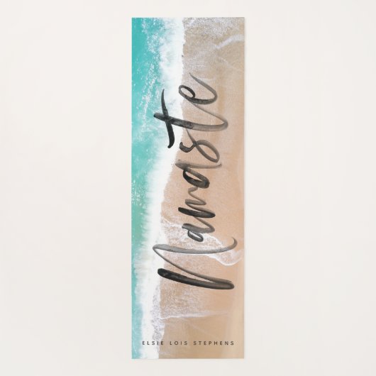 熱帯砂ビーチ海パーソナライズされた瞑想 ヨガマット (裏面)