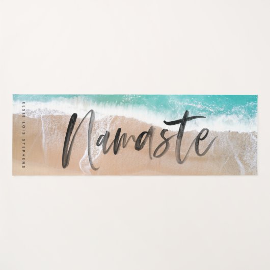 熱帯砂ビーチ海パーソナライズされた瞑想 ヨガマット (正面(横))