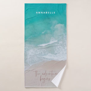 熱帯砂ビーチ海冒険が始まる バスタオル