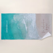 熱帯砂ビーチ海冒険が始まる ビーチタオル (正面)